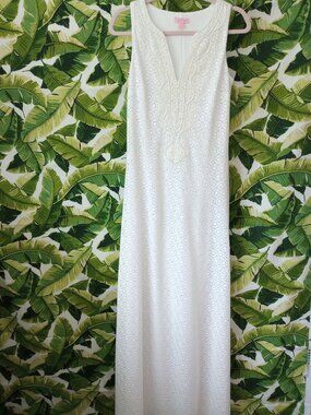 Lilly Pulitzer Westport White Geo Circle Lace Maxi Dress